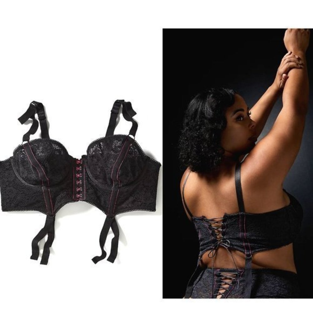 Torrid 1X or 3X New Black/Pink Betsey Johnson Lace Underwire Corset Bralette Bra